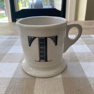 Anthropologie Initial T ceramic Coffee Mug